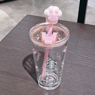 **** starbucks hello Kitty Thermos Cup Straw Cup starbucks K starbucks Enjoy Cat's Claw Glass Straw 
