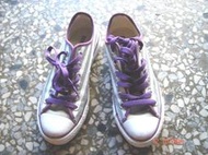 $499含運 CONVERSE ALL STAR 白灰條紋 紫色鞋帶 帆布鞋 22.5~23.5可穿