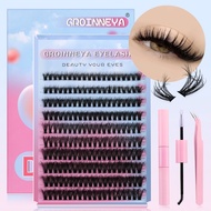 GROINNEYA DIY Lash Extension Kit Individual Eyelash Extension Set Cluster Lashes Extensions Makeup