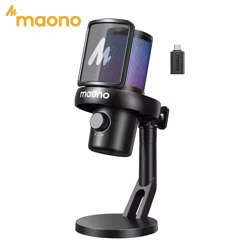 MAONO DM40 Wireless USB Microphone with AI Voice Changer Noise Reduction Condenser Mic for Gaming St