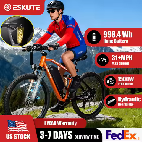 ESKUTE M200F Electric Bicycle – Full Suspensions 27.5" Mountain ectric Bike, 1500W Peak, 31MPH, 48V 