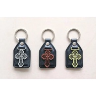 AGAPE LEATHER WITH ANTIQUE COLOR CROSS KEYCHAIN