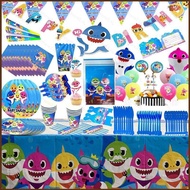 NS2 Baby Shark Party Supplies Kids Birthday Set Baby Shower Decorations Balloons Cake Decoration Paper Cups Napkin Bann