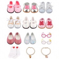7cm Doll Shoes,1 Pair Flat Canvas Shoes Suitable For 18 Inch Doll,Cute Pink & Yellow Party Doll Shoe