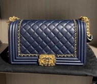 Chanel Boy 25cm 藍金 黑金
