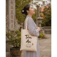 Canvas bag printed on demand - going to temple, going to church, meaningful gift medium A4 size 35x4