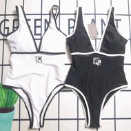 E7ZJ 2CHANEL222 Backless Foreign Trade Solid Color One-Piece Slimmer Look Swimsuit Fashion Hot Sprin