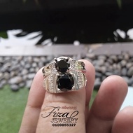 cincin lelaki silver 925 permata hitam, cincin lelaki batu hitam perak 925, silver 925 couple ring b