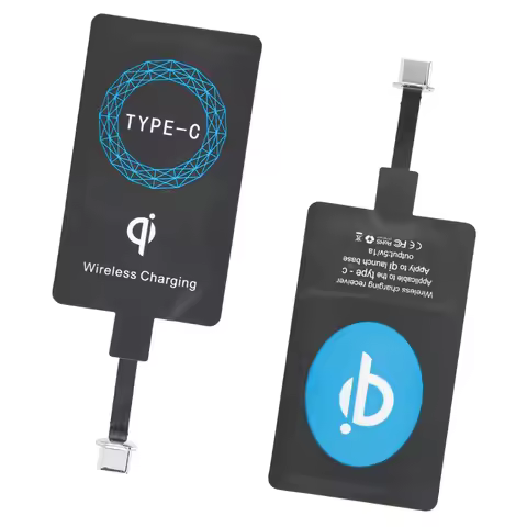 2PCS Type C Wireless Charger Adapter Portable Charging Receiver Qi Enabled Fast Charging for Type C