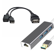 3 USB HUB LAN Ethernet Adapter + OTG USB Cable for Fire Stick 2ND GEN or Fire 3 Stick 1080P (full-hd)