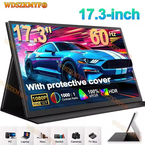 17.3 inch Portable Monitor With protective case IPS Monitor Extend Mode USB-C MINI-HDMI For Laptop X