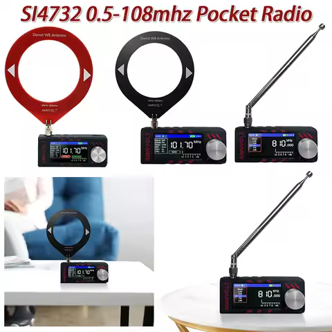 SI4732 0.5-108mhz LSB USB AM FM FM/AM Radio 1.9inch IPS Screen Mini Pocket Radio HF SW MW VHF Radio 