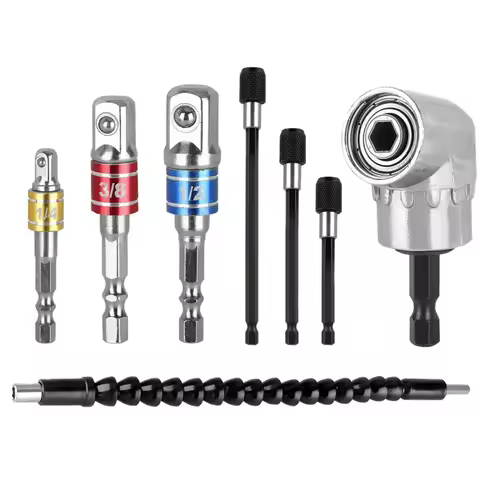 PWS 8Pcs Right Angle Driver Drill Right Angle Drill Extension Bar Hex Shank Screwdriver Holder Bit F