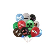【Plix123】 24 pcs / set Pixel Miner Crafting Style Gamer Party Balloons - minecraft theme decorations