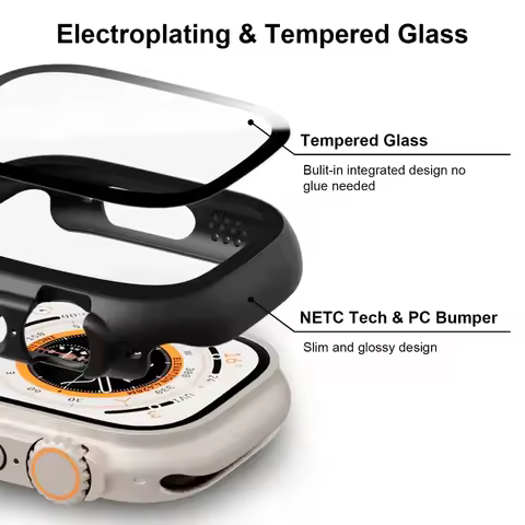 Glass+Case for Apple Watch Ultra 3 2 1 49mm PC HD Tempered Bumper+Shell Case IWatch Ultra 3 2 1 49mm