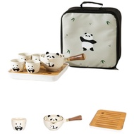 Portable Ceramic Kung Fu Tea Set Panda Design Teapot Travel Mug Set for Home & Office