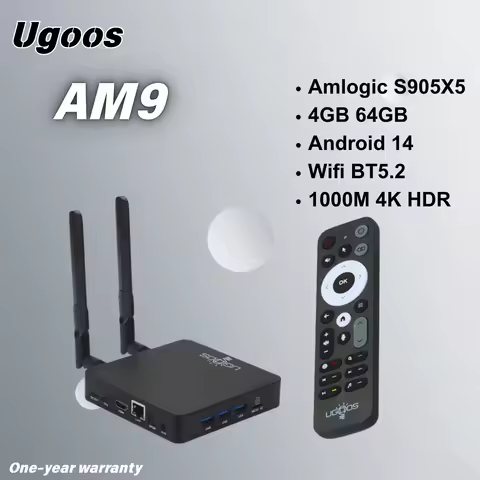 UGOOS AM9 Andorid 14 Smart TV Box Amlogic S905X5 LPDDR4X 4GB EMMC 64GB WiFi 6 Bluetooth 5.2 Set-top 