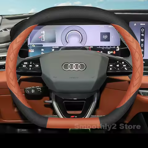 Leather Car Steering Wheel Cover for ALL NEW Audi A5L Q6L Q4 Q5 S etron 2024 2025 2026 wear-resistan