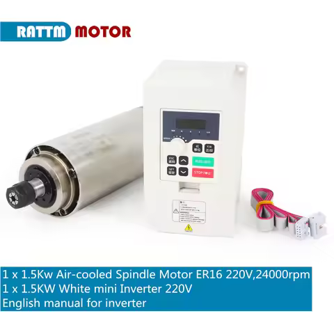 1.5KW 220V Air Cooled Spindle Motor with Four Bearings ER16 Collet for CNC Router with Engraver Freq