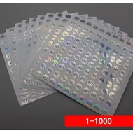 Consecutive Numbering Label No 1 to 400 500 500 till 1000 Number Sticker