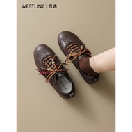 Western Meet Retro German Training Shoes Women's 2026 Spring Brown Beaded Ornaments Flat Casual Spor