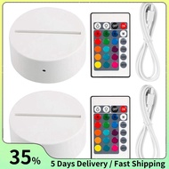2 Pack 3D Night LED Light Lamp Base + Remote Control + USB Cable, 16 Colors Light Show Display Stand