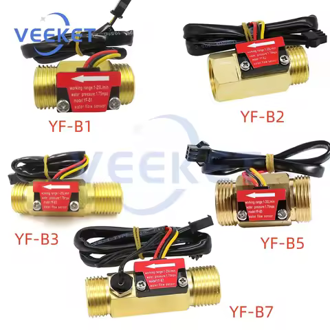 Brass Flow Sensor Thread Hall Sensor YF-B1/B2/B3/B5/B7 Switch Water Flow Sensor Flow Meter Hall Turb