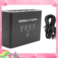 dgkGigabit Network Splitter 1-To-4 Network Cable Splitter RJ45 Network Port Ethernet Splitter Suitab