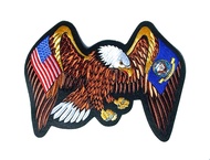 U.S. Navy And USA Flags On Eagles Wings Large Embroidered Back Patch 9" X 6.5"
