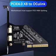 Oculink Riser Bifurcate Card PCI Express 8X GEN 4 to 2 Ports SFF-8612 Oculink PCIE X8 Adapter for U.