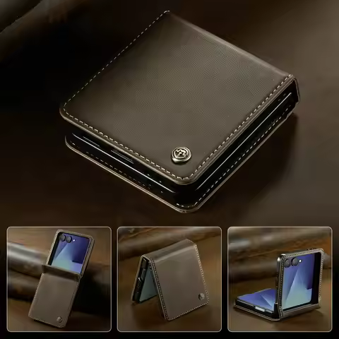 Luxury Leather Case For Samsung Galaxy Z Flip 8 7 Flip7 Flip8 5G 2025 Classic Book Funda Samsung Z F