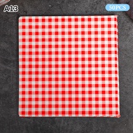 50 Food Grade Baking Wax Paper Strawberry and Floral Patterned Paper Squares Non-Stick Cake Burger C