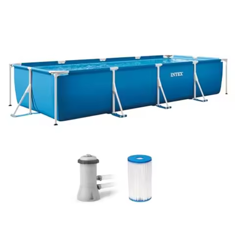 Rectangular Frame 14 ft 9 in x 7 ft 3 in x 33 in Above Ground Pool, Swimming Pool with Steel Frame a