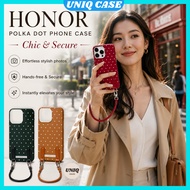 HONOR X5b X6 X6b X7b X7c X8 X8b X9b X9c 90 200 Smart Lite 4G 5G polka dot strap leather phone case c