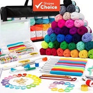 Crochet Tool Kit 113-piece, suitable for beginners to use yarn, ergonomic portable crochet set, begi