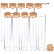 Beebeecraft 10 Pack Glass Test Tube with Cork Stopper Clear Flat Mini Glass Bottles Jars for Lab Party Favors Candy Spices Beads