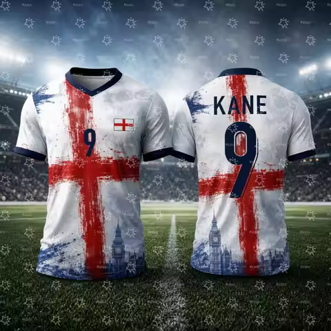 2026 England Football Jersey Harry Kane Fan Commemorative Jersey Summer Sports Men's T-Shirt Childre