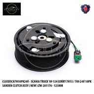 SCANIA TRUCK '09 124 LORRY 7H15 / 709 24V 10PK SANDEN CLUTCH ASSY ( NEW ) ZW-281176 - 123MM