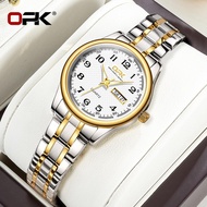 นาฬิกาข้อมือผู้หญิง OPK นาฬิกาข้อมือดิจิตอลสำหรับสุภาพสตรีโลหะกันน้ำไม่ขึ้นสนิมควอตซ์นาฬิกาข้อมือผู้หญิงสีทองเทรนด์2023