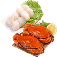 【華得水產】 熟凍爆蛋紅蟳 2隻(180g±10%)+日本鮮甜生食級干貝(200g/約6-12粒/包)