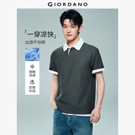 GIORDANO Men Polo Shirts Cooling Sun Protection Polo Shirts Contrast Trim Short Sleeve Fashionable C