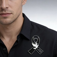 Black Ribbon Pigeon Brooch Women Men Universal Funeral Chest Flower Mourning Event Emblem