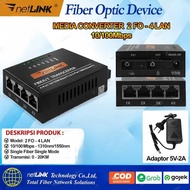 Fiber Optic Media Converter 2 FO 4 LAN 10/100 Mb/s Netlink