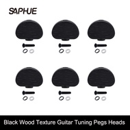【Must-have】 6pcs Black Wood Texture Guitar Tuning Pegs Tuners Machine Heads Replacement Button Knob