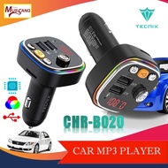 TECNIX CHR-B020 Car Stereo Receiver Bluetooth 5.0 FM Dual USB RGB Transmitter (BLACK)