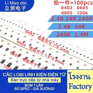 0402 0603 0805 1206 Chip Resistor 2.4 r 24R 240R 2.4K 24K 240K 2.4M