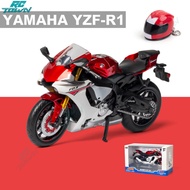 🔥100%ของแท้🔥สี Po 1:12จำลองล้อแม็กรถยนต์รุ่น Yamaha YZF-R1รถจักรยานยนต์ถนนรถเด็กของเล่นหัวรถจักรโช๊คอัพ【คืนเงินภายใน 15 วัน】