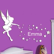 Cute Angel Stars Wall Sticker Self-adhesive Personalized Name DIY Acrylic Mirror Wall Stickers for K