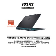 MSI Laptop CYBORG 15 A13VE-2476MY Gaming (INTEL I7-13620H/16GB/512GB /15.6" FHD 144HZ/NVIDIA RTX4050