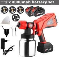 ☸▫1000ml Electric Paint Sprayer Cordless Spray Gun High Power Battery Airbrush Power Tools With Alu Pot 4 &amp; Nozzles